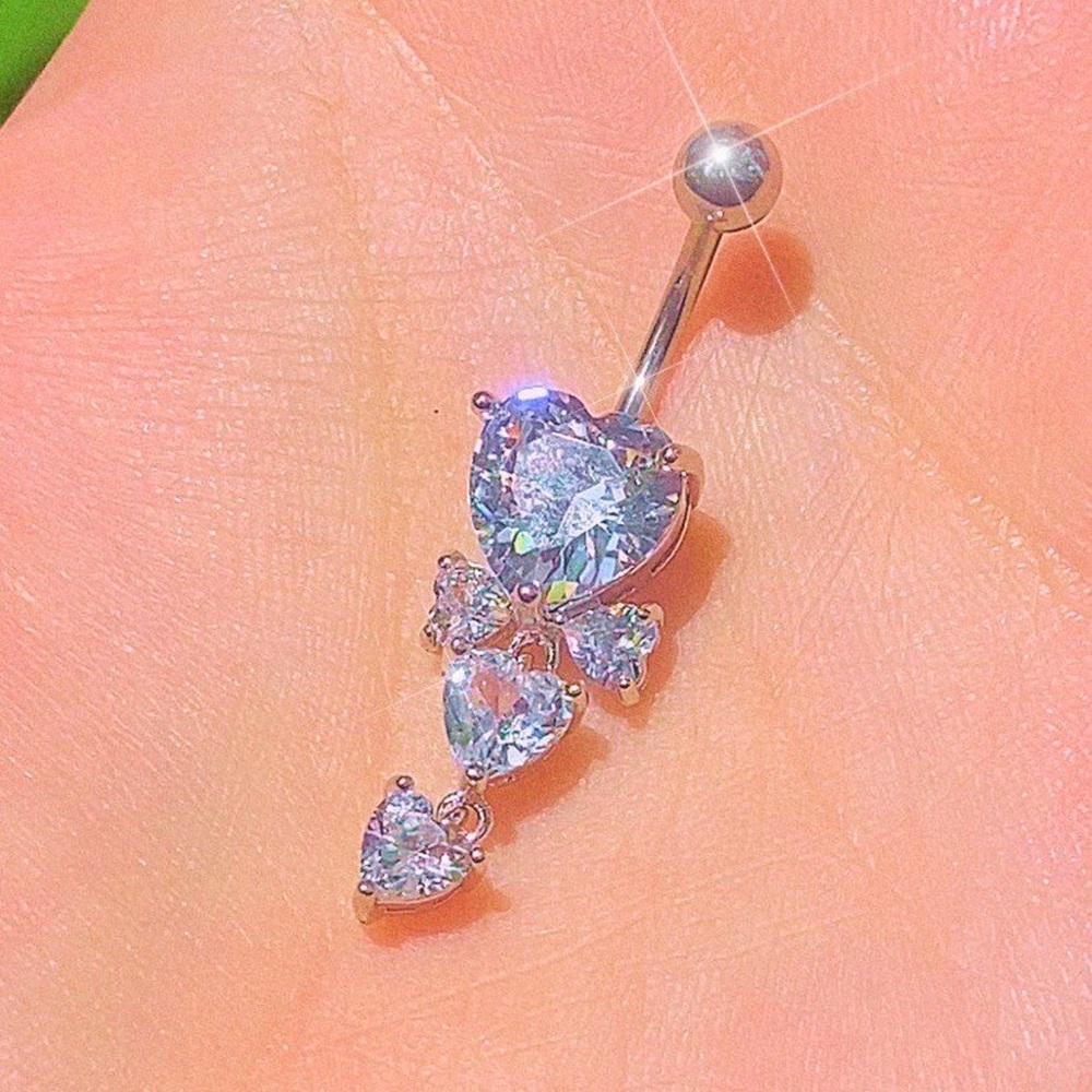 Sparkly Heart Dangle Belly Ring